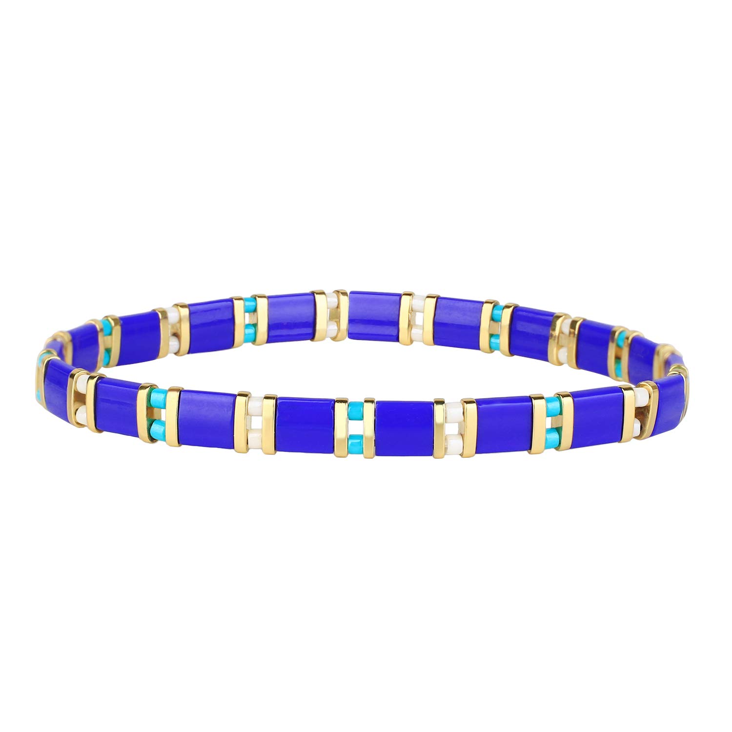 KELITCH New Beaded Stretch Bracelets Handmade Stackable Friendship Jewellery for Women Bracelets - Blue 10H