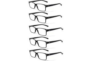 NORPERWIS Reading Glasses 5 Pairs Quality Readers Spring Hinge Glasses for Reading for Men and Women (5BLACK, 2.00)