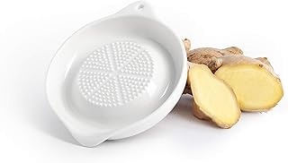 Sweese 803.101 Ingwerreibe, Reibe aus Keramik für Ingwer und Knoblauch, Obstreibe, Wasabireibe, Gewürzreibe mit Antirutschfüßen, 11 x 9 x 2 cm, Weiß