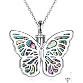 URONE Butterfly Urn Necklace for Ashes 925 Sterling Silver Butterfly Ashes Pendant Necklace Keepsake Memory Cremation Jewelry for Ashes for Women