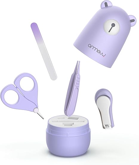 Amazon Co Jp Arrnew 爪切り 赤ちゃん 爪切りセット 新生児 お鼻ケアのピンセット付き ベビーケア パープル ドラッグストア