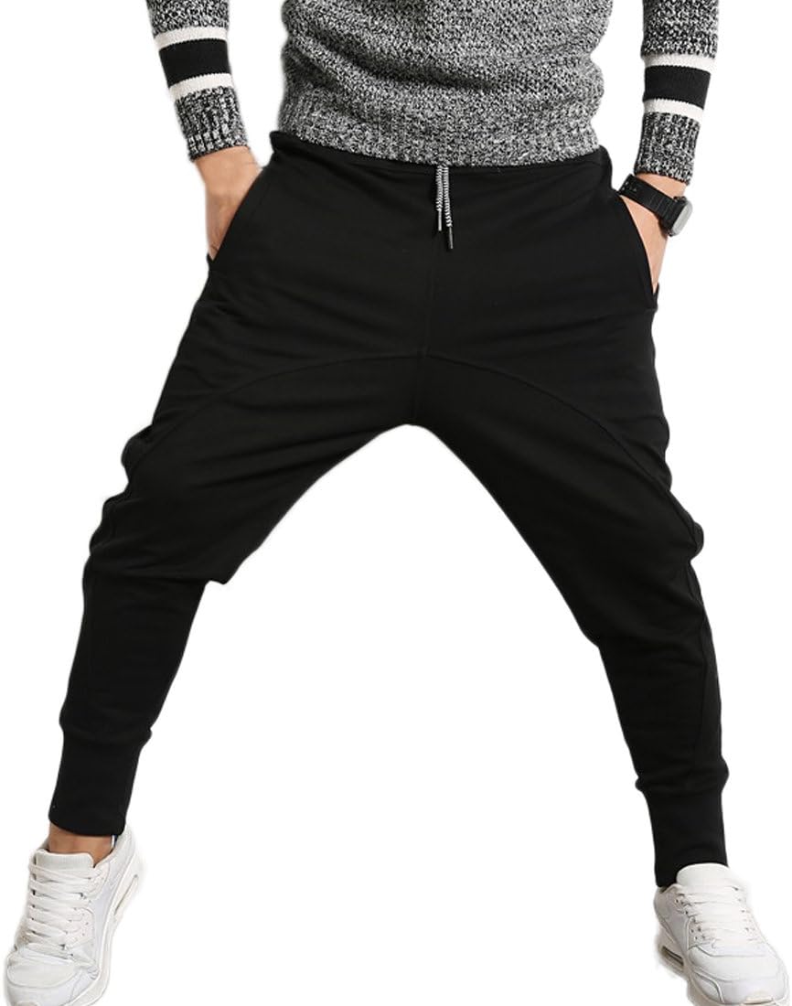Mirecoo Loose Fit Mens Cotton Jogging Pants Sports Harem Style Trousers