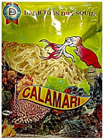 (Pack of 3) Shredded Squid (Dried Fish) Thailand, Vacum Sealed in Plastic Pouch. 50g by AV Delicious