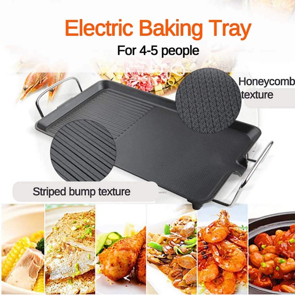 review Electric Griddle,Electric BBQ Grill, Adjustable Temperature Control Allows for Versatile Cooking and Removable Slide-Out Drip Tray for Easy Cleaning, Black