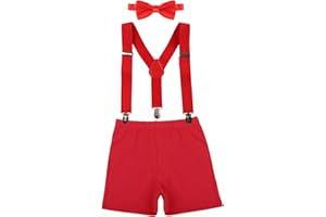 IBTOM CASTLE Baby Boys 1st/2nd Birthday Cake Smash Outfit Suspenders Bloomers Bowtie Set Fishing Party Clothes