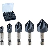 toolant Noir-Ti Cobalt Countersink Drill Bit Set(Pro), Titanium Aluminum Nitride Coated with Quick Change Hex Shank, 5-Piece 1/4" - 3/4"
