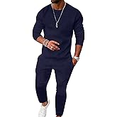 UOUA Mens 2 Piece Sweatsuits Set Long Sleeve Sweatshirt Jogging Sweatpants Tracksuits Outfits