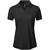 BGOWATU Women's Short Sleeve Golf Tennis Polo Shirts V Neck Collared Workout Tops UV Protection Dry Fit