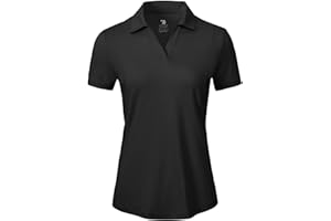 BGOWATU Women's Short Sleeve Golf Tennis Polo Shirts V Neck Collared Workout Tops UV Protection Dry Fit