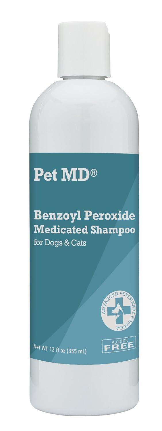 Pet MD Benzoyl Peroxide Medicated Shampoo for Dogs and Cats, Effective