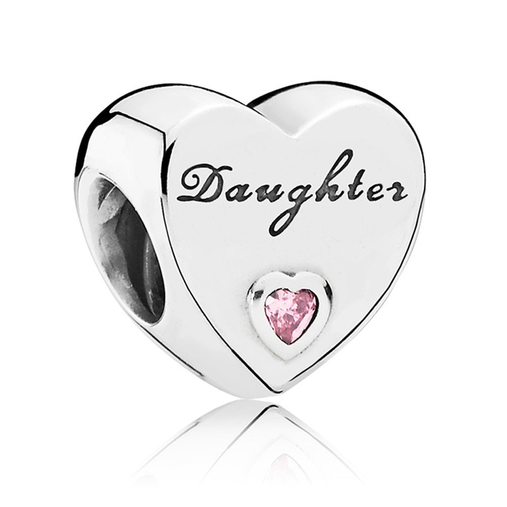 CWOne Designs S925 Sterling Silver Family Moments Love Heart Charm for Pandora Charm Bracelets. (Daughter)