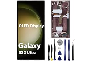 LASYTY OLED for Samsung Galaxy S22 Ultra Screen Replacement S22ultra 5G S908U S908B/DS S908U1 S908W S908E LCD Display Touch Screen Digitizer Assembly Support Fingerprint and S-Pen (with Red Frame+Tools)