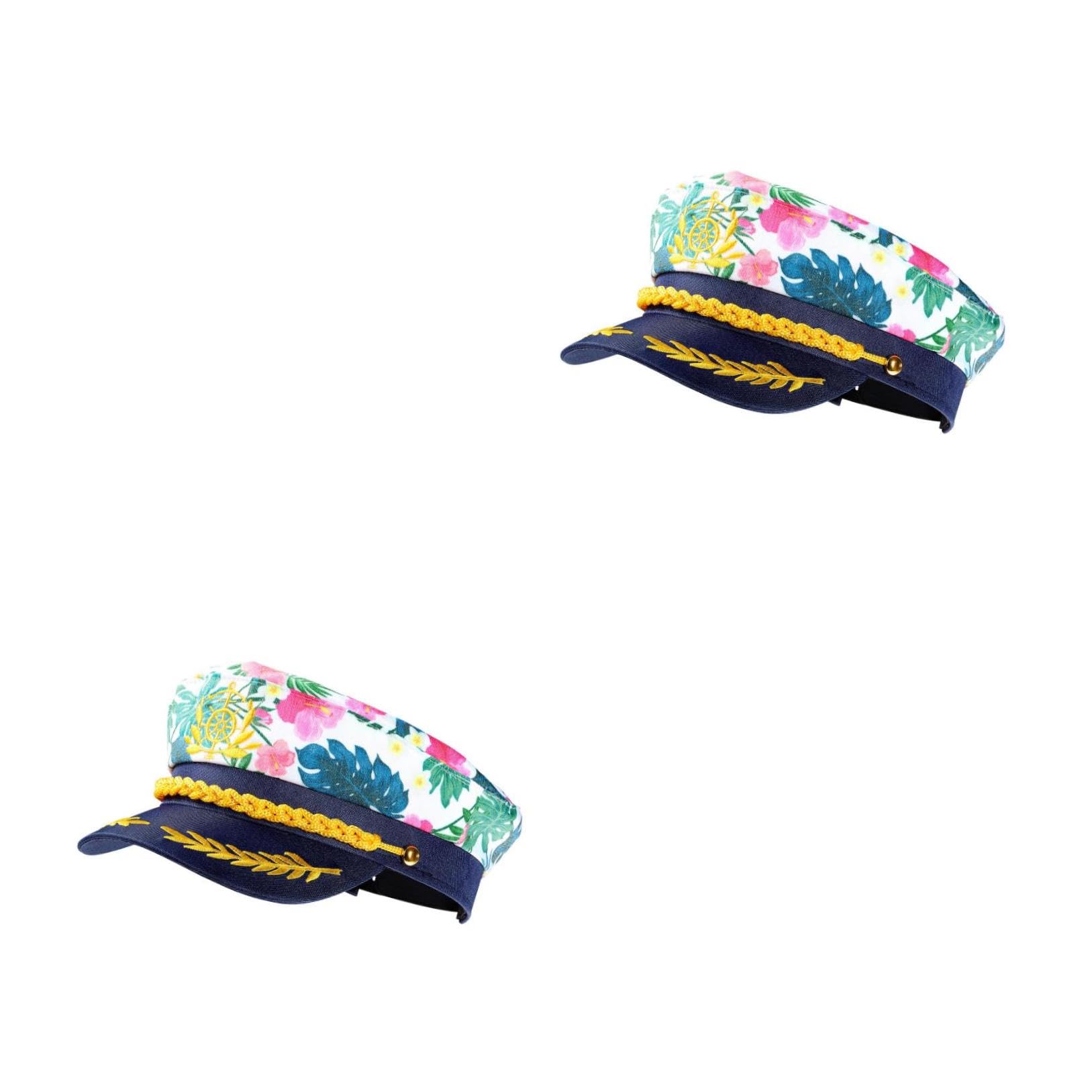 GALPADA Yacht Captain Hat- 2 Pieces Adjustable Captain Hats Sailor Cap Marine Admiral Hat Funny Party Hats for Men Women Multicoloured