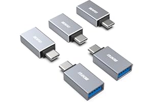 BENFEI 5 Pack USB C to USB 3.0 Adapter, USB C to A Male to Female Adapter Compatible with iPhone 15 Pro/Max, MacBook Pro/Air 2023, iPad Pro, iMac, S23, XPS 17, Surface Book 3 and More - Gray