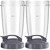 LVAINIT Blender Cups 24oz Cups with Flip-Top To-Go-Lids Fit for NutriBullet Blender 600W Pro 900W NutriBullet Replacement Parts