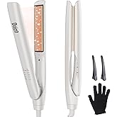 Quico Upgrade Hair Straightener, 100-240V Dual Voltage Travel Hair Straightener and Curler with 15s Heat Up, Professional Negative Ion Ceramic Flat Iron for Less Frizz, 5 Temp & Auto Shut-Off