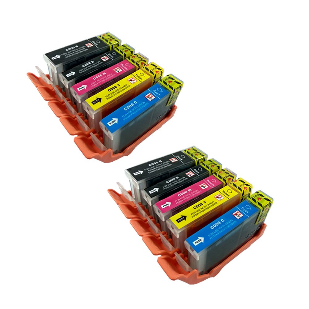 PerfectPrint Compatible Ink Cartridge Replacement for Canon Pixma iP-4200 4300 4500 5100 5200 5200R 5300 MP-500 530 600 600R MP610 800 800R 810 830 950 PGI5 CLI-8 (Black/Cyan/Magenta/Yellow, 10-pack)