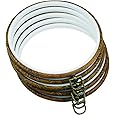 guofa 5PCS Round Embroidery Hoops - Circle Display Cross Stitch Hoop Frame, Imitated Wood Embroidery Hoop Ring Sewing Crafts Hanging Decoration (Brown, 8 inch)