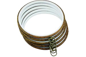 guofa 5PCS Round Embroidery Hoops - Circle Display Cross Stitch Hoop Frame, Imitated Wood Embroidery Hoop Ring Sewing Crafts Hanging Decoration (Brown, 8 inch)