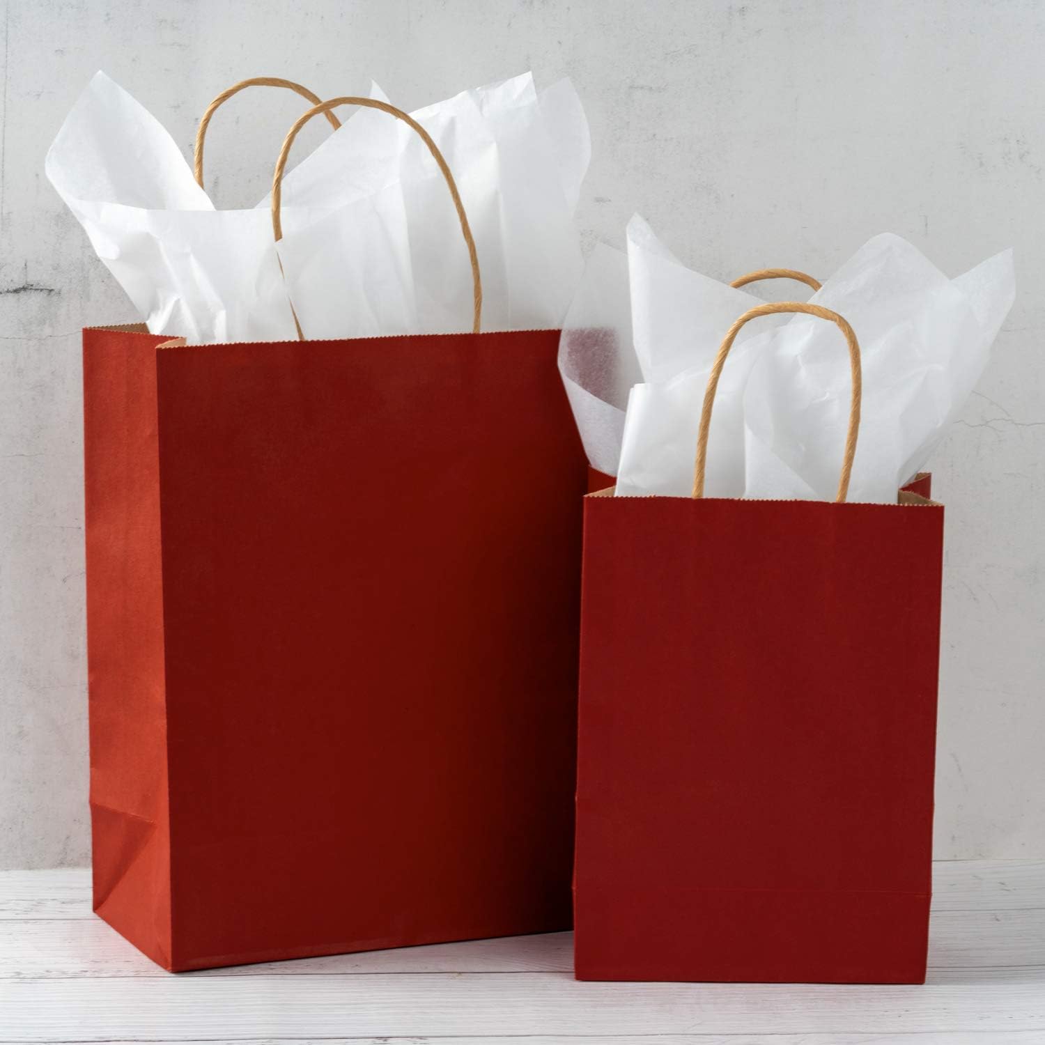 Loveinside 15x8x21 cm Paper Bags Small Kraft Red Gift Bags Bulk with Handles for Birthday Wedding Party Favors 25pcs/ SET - Image 4