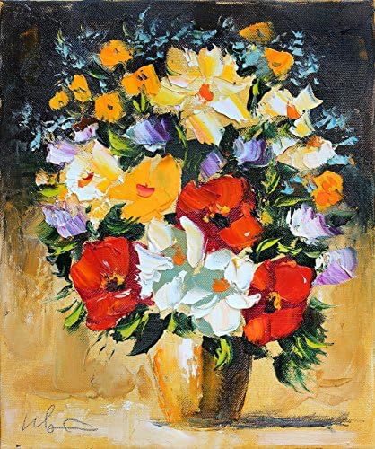 Flowers bouquet painting Geclee canvas print Floral Colorful Wall art Decor