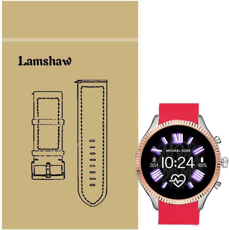 Compatible for Michael Kors Lexington 2 Bands, Blueshaw Quick Release Classic Silicone Sport Replacement Straps Compatible for MK Access Lexington 2 Smartwatch (Red)