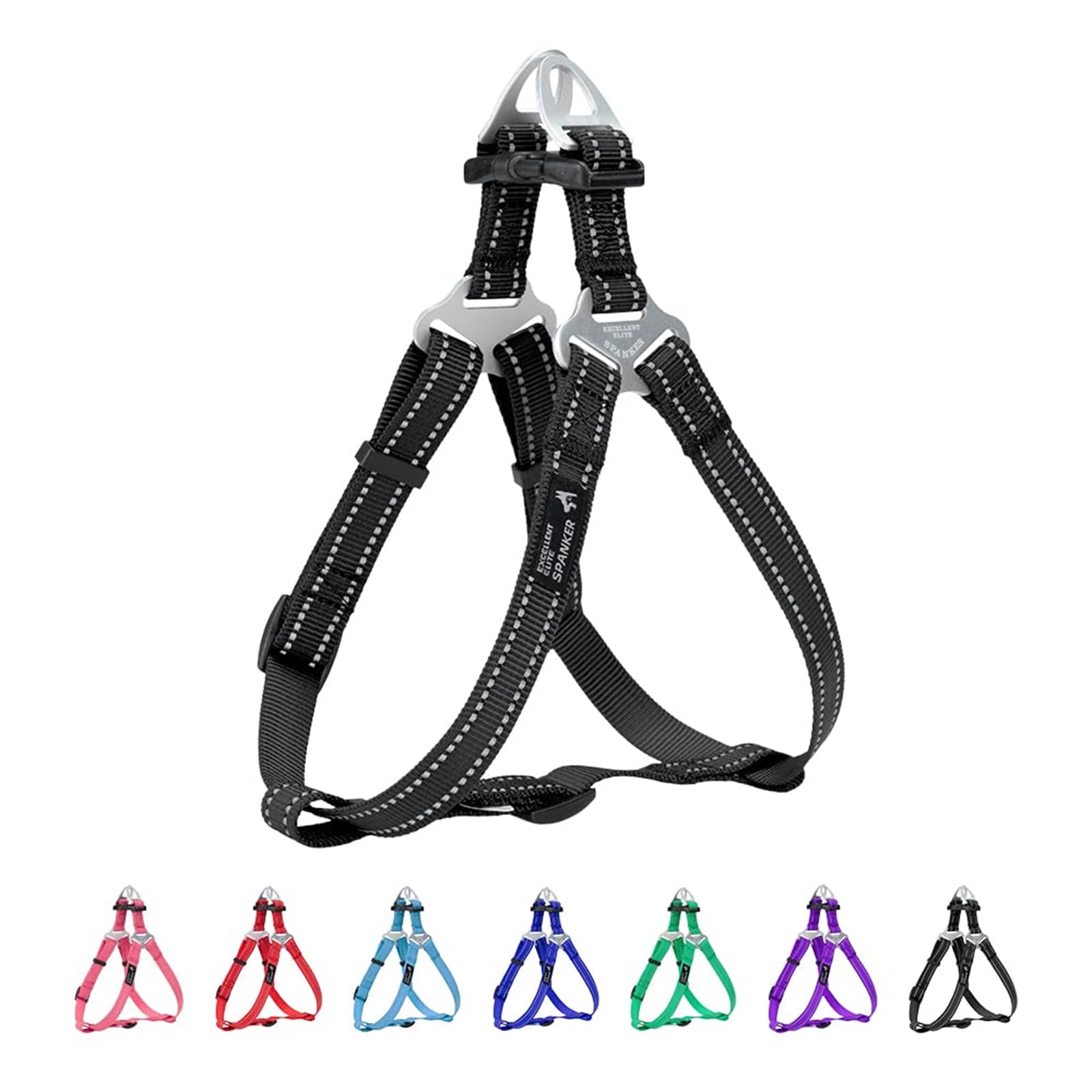 EXCELLENT ELITE SPANKER Step In Dog Harness Reflective Pet Harness Adjustable No Pull Dog Harness Puppy Harness for Small Medium Large Dogs Training Walking（BLK-S)