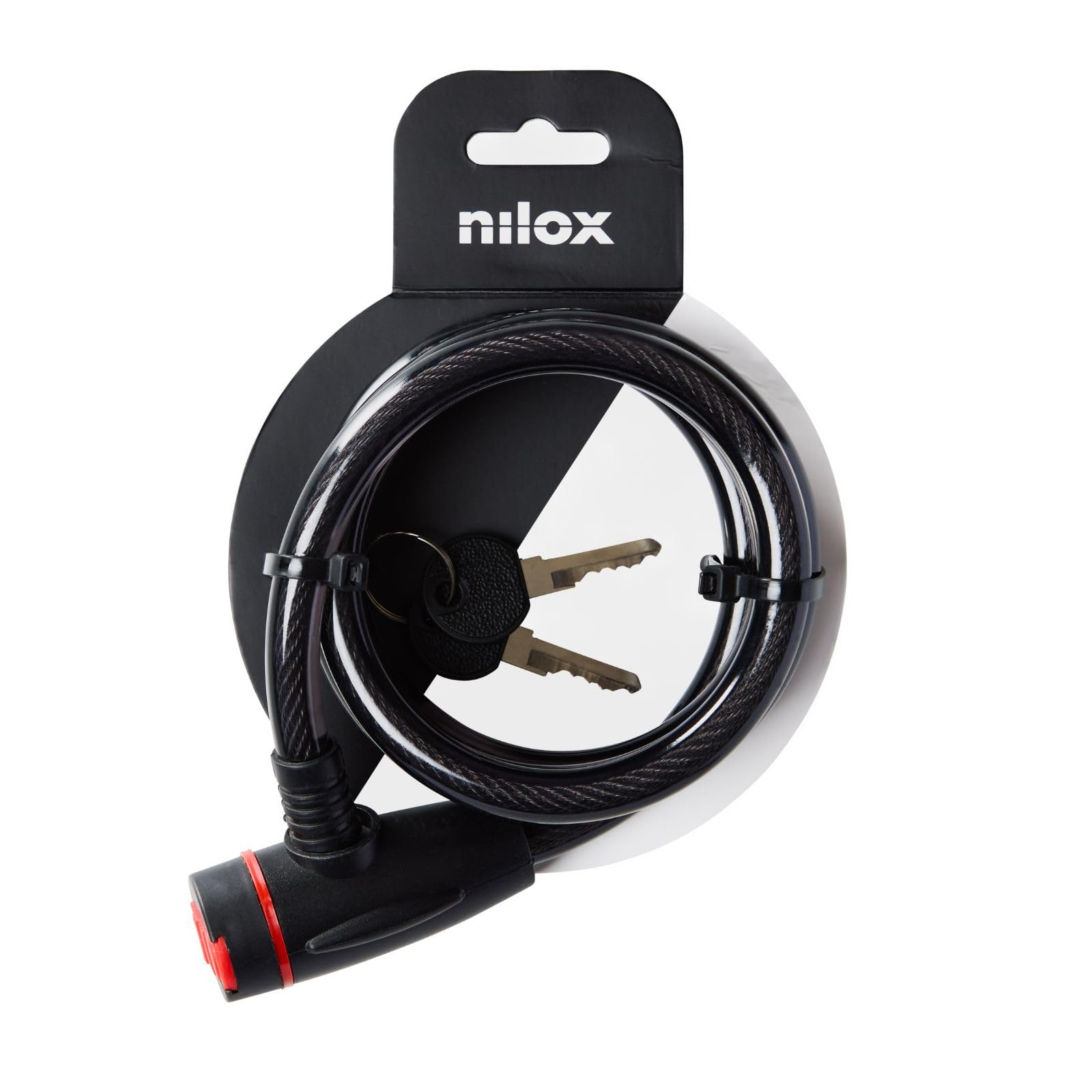 Nilox Cable Lock Bicycle Lock with Steel Cable and Soft Plastic Cover, 1.3 Meter Length, 2 Keys Included