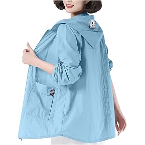 UPF 50+ Lightweight Athletic Jacket Women Sun Protection Zip up Hoodie Long Sleeve Hiking Outdoor Shirt with Pocket