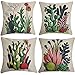 NING Cotton Linen Home Decorative Throw Pillow Case Set of 4 Cushion Cover 18