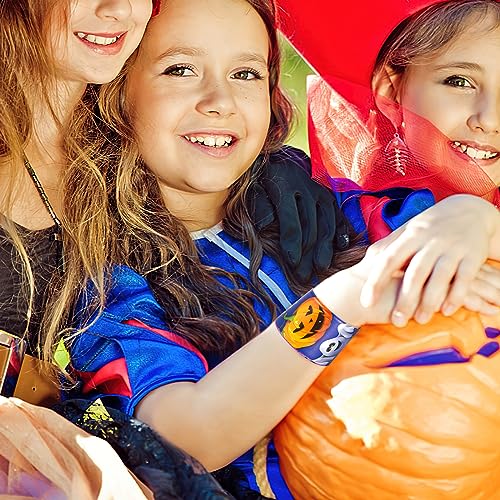 Shindel Halloween Slap Bracelets, 96PCS Kids Halloween Party Favors Halloween Slap Bands Wristbands Bulk for Goodie Bag Stuffers Trick or Treat