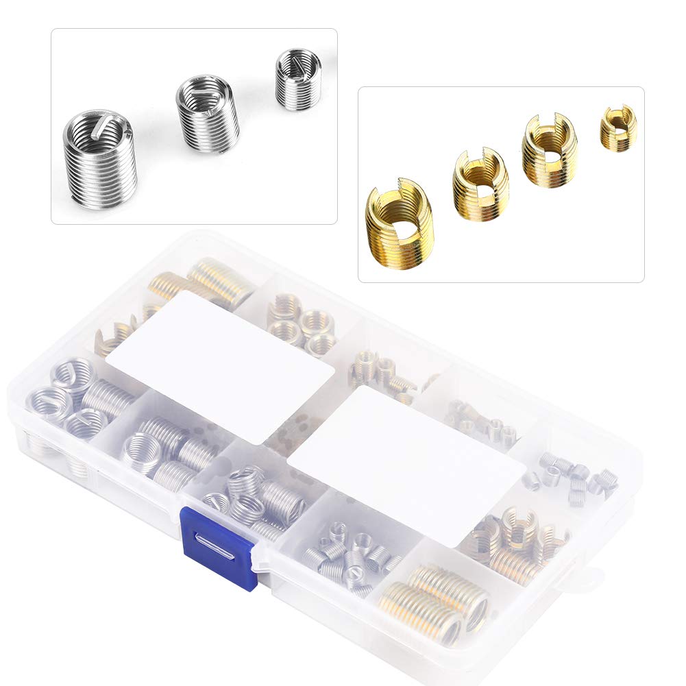 M8 Thread Repair, 116 Pcs Self Tapping Thread Slotted Inserts and Steel Wire Thread Inserts Combination Set with Box,Thread Repair Tools for 2D M3/M4/M5/M6/M8/M10/M12