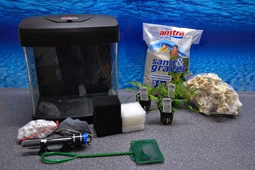 Nano Aquarium Set XCube Komplettset schwarz Cube | 26 Liter Becken inkl. Deko, Pflanzen, LED und Mondlicht | Für Anfänger gee