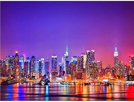 Vista nocturna de la ciudad Diy Sala de estar Dormitorio Pasillo Fondo