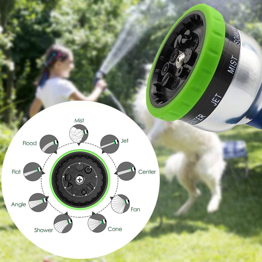 Sunrich Garden Hose Nozzle Heavy Duty Spray 9 Adjustable Patterns Metal Water Jet Hose Sprayer Hand Gun Grip Trigger for Cleaning/Watering Lawn and Garden/Pets Shower : Garden & Outdoor