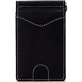 ROGUE WALLET Genuine Leather Minimalist Wallets - RFID Blocking with Money Clip - Interior & Exterior Card Pockets & More - Gift for Men (Black)