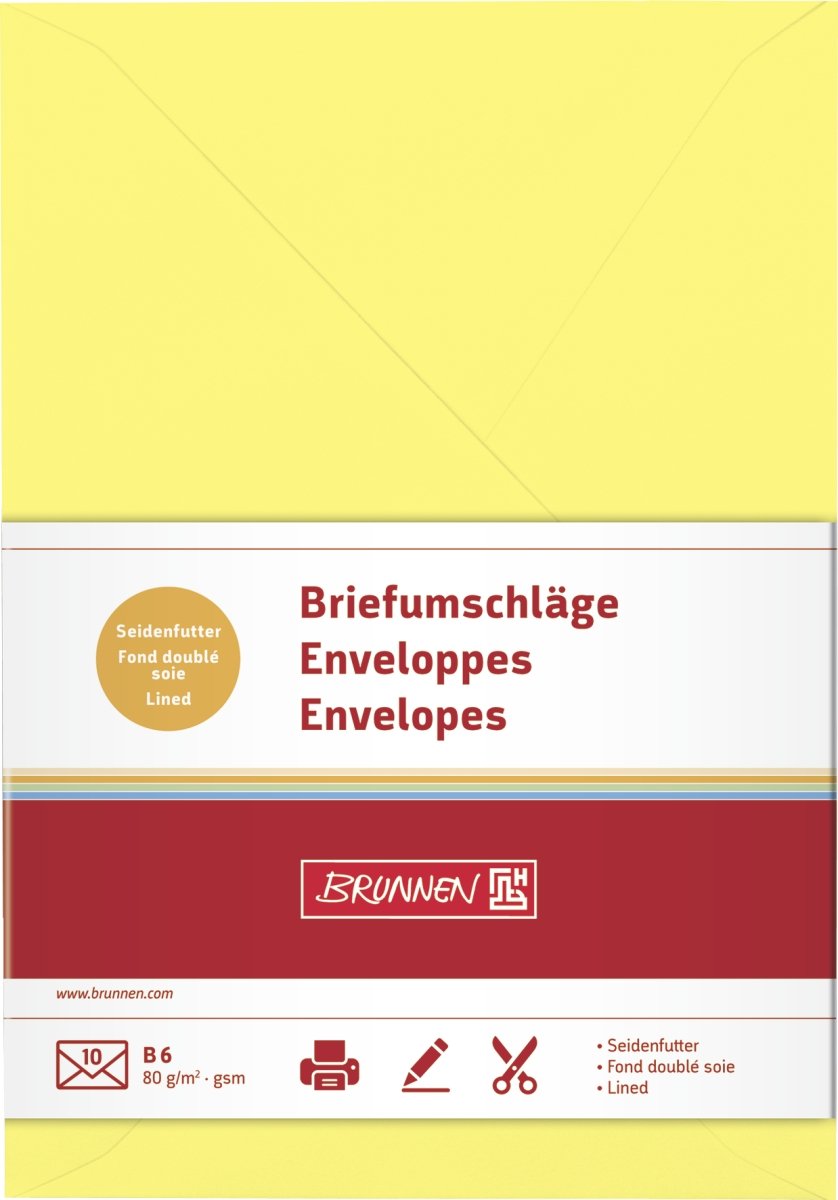 Baier Schneider &B 6 Envelopes 12.5 x 12.5 MM Yellow, Gummed Paper 80 g/M ², 10 Umschläg