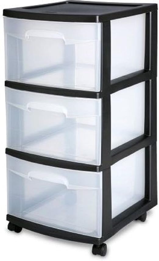 Amazon Com Sterilite 3 Drawer Narrow Black Cart Home Kitchen
