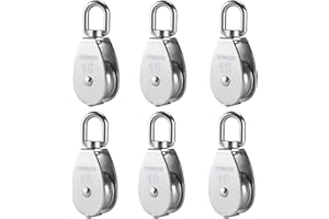 Jiaxitek Heavy Duty 304 Stainless Steel Single Pulley Block, Swivel Hook Crane Pulley for Lifting Hanging Towing - Industrial