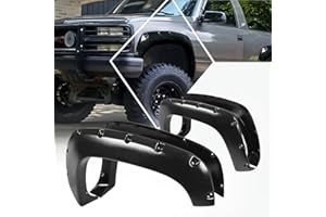 PM PERFORMOTOR [4Pcs-Set] Pocket-Riveted Style Wheel Fender Flares Compatible with 88-98 Chevy/GMC C/K Tahoe Yukon,Matte Black