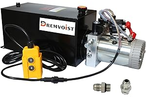 Dremvoist 15 Quart Power Unit Double Acting, Hydraulic Power Unit, Hydraulic Pump DC12V Dump Trailer Pump, with Metal Oil Reservoir Power Unit, for Dump Trailer Car Lifting