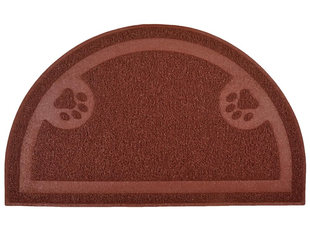 Paw Print Cat Litter Mat, Kitten Litter Mat, Door Mat, Semicircle,60x36cm (Coffee) — image 1