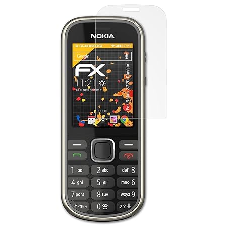 atFolix Panzerfolie kompatibel mit Nokia 3720 Classic Schutzfolie, entspiegelnde und stoßdämpfende FX Folie (3X)
