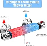 Marketero Thermostatic Shower Mixer Tap Wall Mounted Chrome Brass view 2