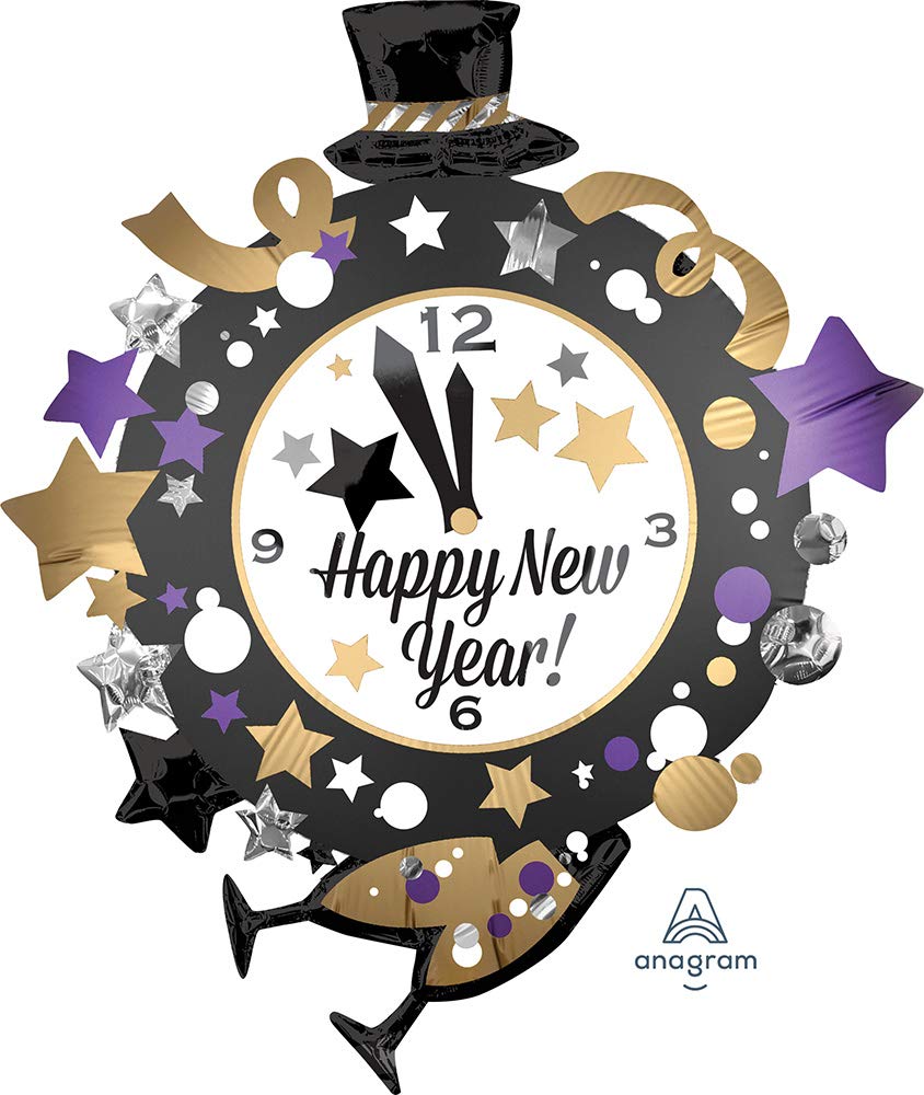Amscan Happy New Year Clock Foil Balloon - 1 Pc