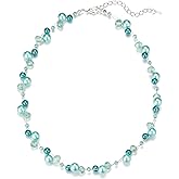 Short Beaded Turquoise Necklace For Women - Fashion Jewelry with Pearl and Crystal Bead, Birthday Gifts For Women