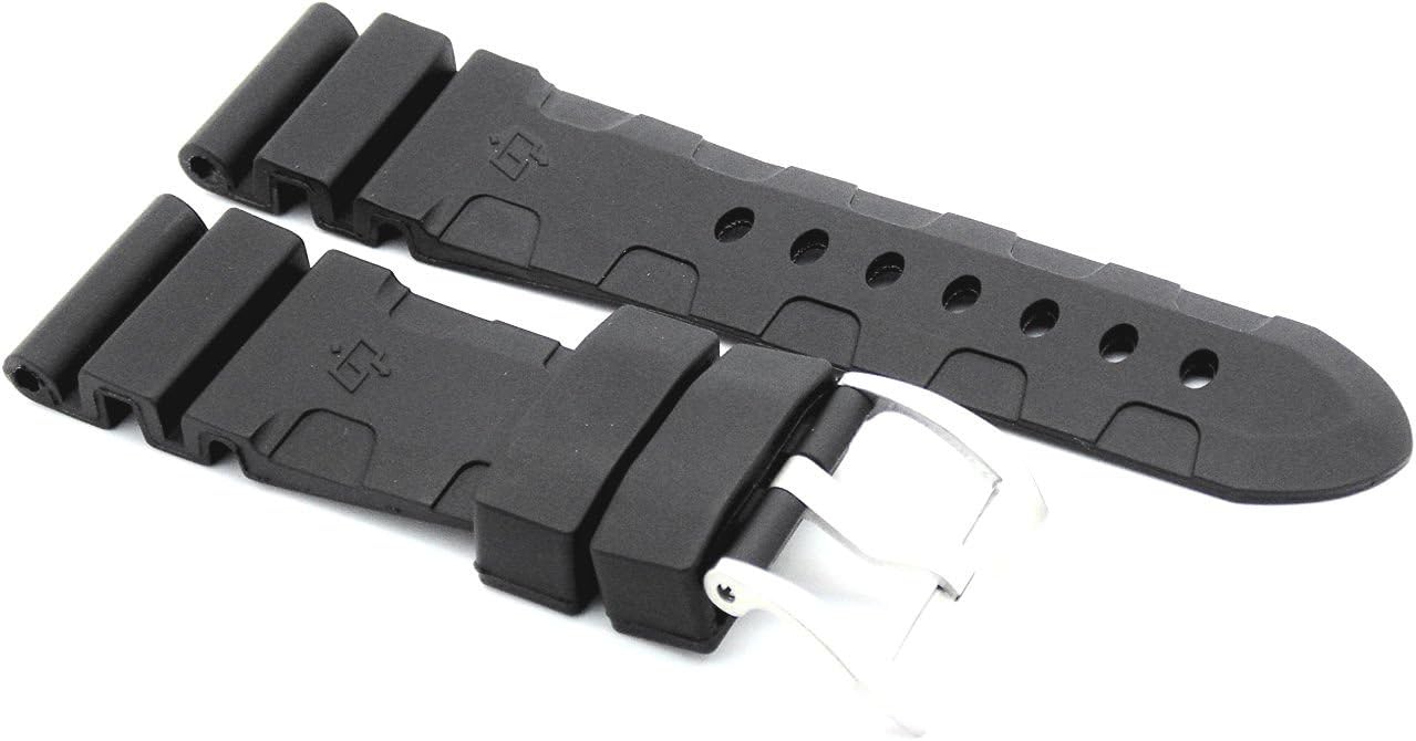 New 26mm Black Rubber Strap with Steel Buckle Fit to Officine Panerai Luminor Marina Firenze Automatic Diver