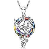 YAFEINI Phoenix Pendant Necklace 925 Sterling Silver Jewelry Gifts for Women Mom (Volcanic crystal)