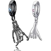 AXOMY Pinky Promise Charms 925 Sterling Silver Couple Charm for Bracelets Skeleton Couple Jewelry Gifts for Him Her Husband Wife