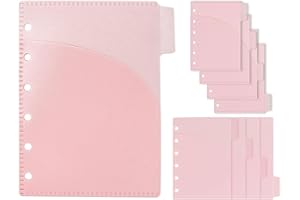 NatSumeBasics 8 Pink A7 Binder Pocket Dividers 3.5" x 5" PP 2 Layer Cash Envelopes Mini Planner Inserts for 6 Ring Budgeting 